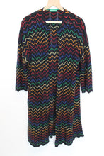 Load image into Gallery viewer, UNITED COLORS OF BENETTON Ladies Multicolour Cotton Zig-Zag Long Cardigan Size L
