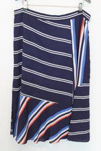 Load image into Gallery viewer, WHISTLES Ladies Navy Blue Striped A-Line Midi Skirt EU44 UK16

