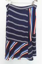 Load image into Gallery viewer, WHISTLES Ladies Navy Blue Striped A-Line Midi Skirt EU44 UK16
