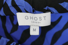 Load image into Gallery viewer, GHOST Ladies Black &amp; Blue Zebra Print Straight Midi Skirt Size M
