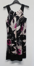 Load image into Gallery viewer, TED BAKER Ladies Black Multi Satin Floral Sleeveless Side Zip Silk Dress 2 UK10
