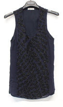 Load image into Gallery viewer, WHISTLES Ladies Navy Blue Black Beaded Sleeveless Evening Tank Top UK10
