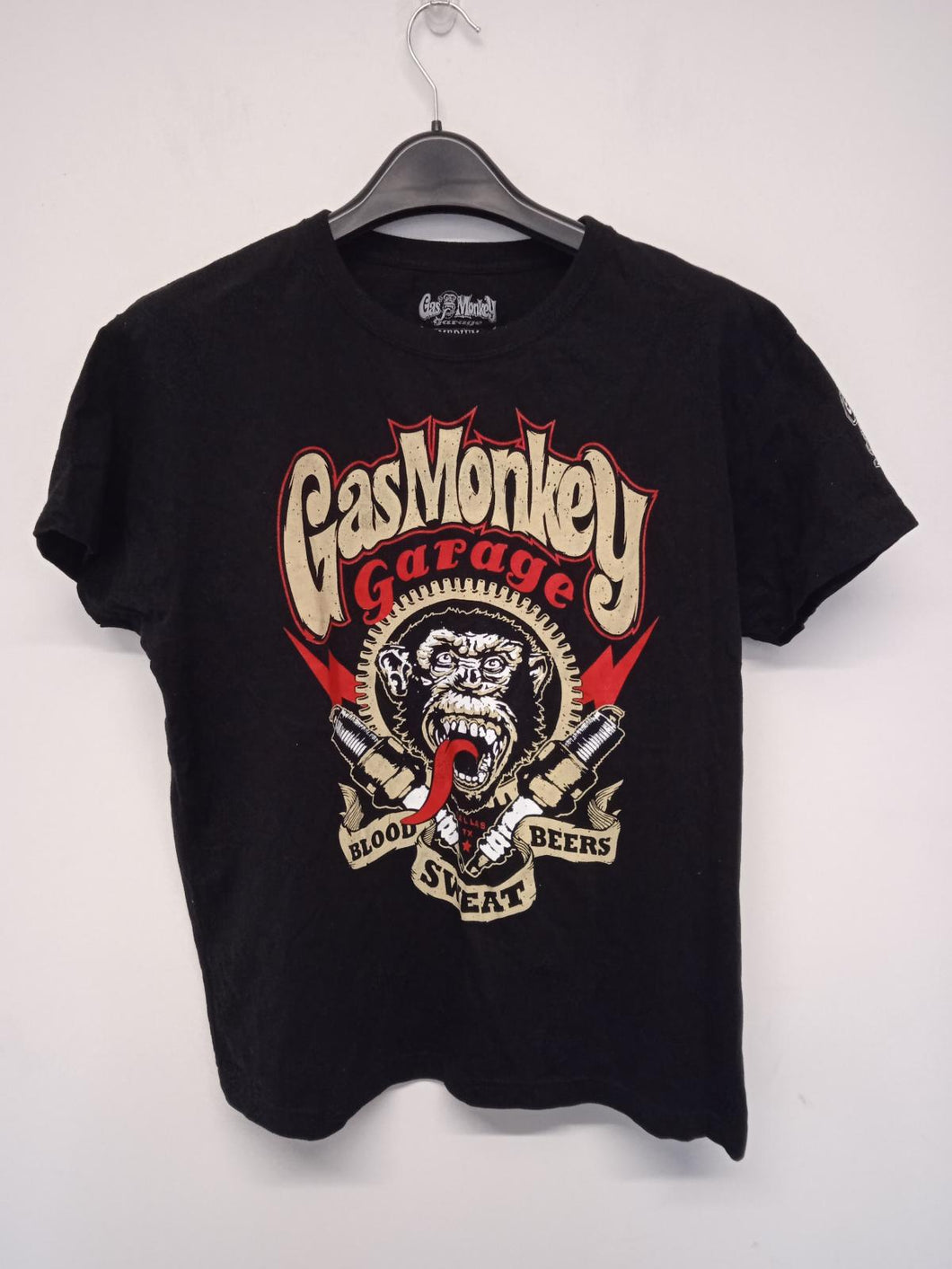 GAS MONKEY Men's Black Cotton Short Sleeve Blood Sweat & Beers T-Shirt Size M