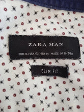 Load image into Gallery viewer, ZARA Men&#39;s White Cotton Long Sleeve Button-Up Patterned Slim Fit Shirt Size XL
