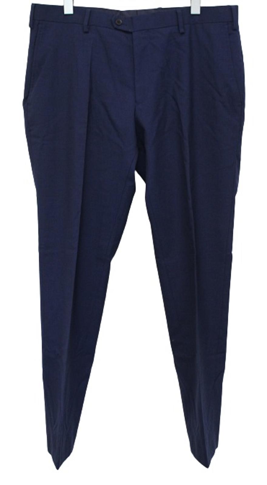 CHARLES TYRWHITT Men's Navy Blue Zip Fly Slim Pure Wool Suit Trousers W36 L32