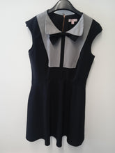 Load image into Gallery viewer, TED BAKER Ladies Black &amp; Grey Sleeveless Collared Shift Dress Size UK M
