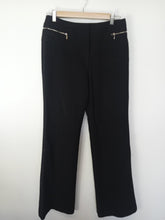 Load image into Gallery viewer, KAREN MILLEN Ladies Black Zip Fly Wide Leg Trousers Size UK12
