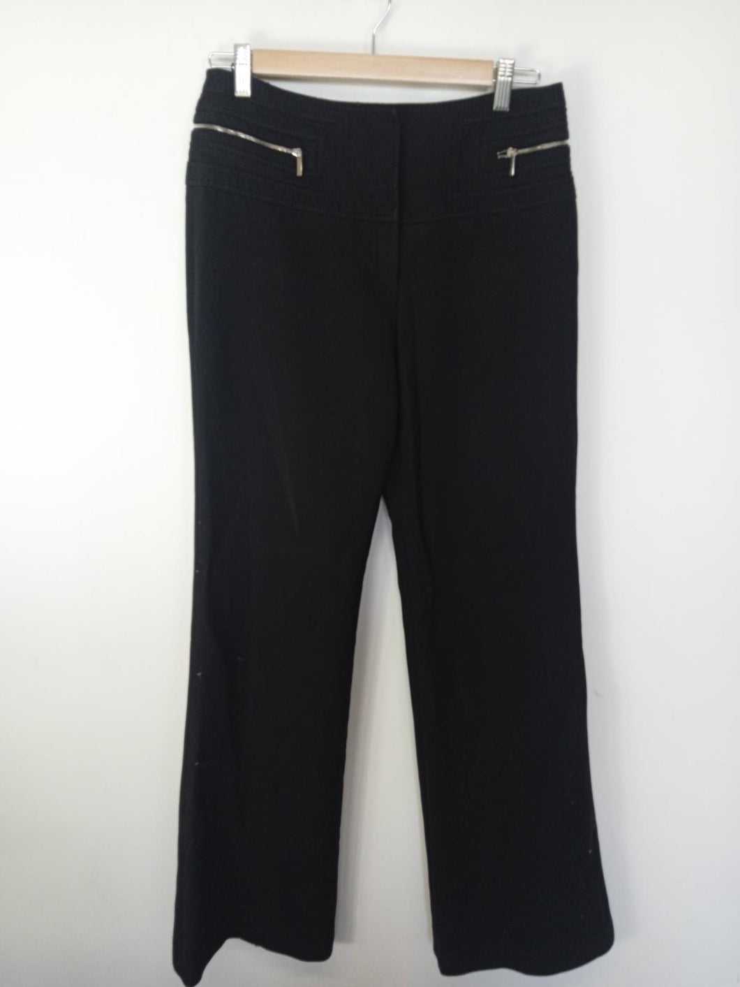 KAREN MILLEN Ladies Black Zip Fly Wide Leg Trousers Size UK12