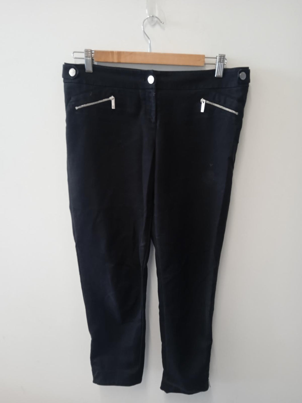 KAREN MILLEN Ladies Black Zip Fly Trousers Size UK12