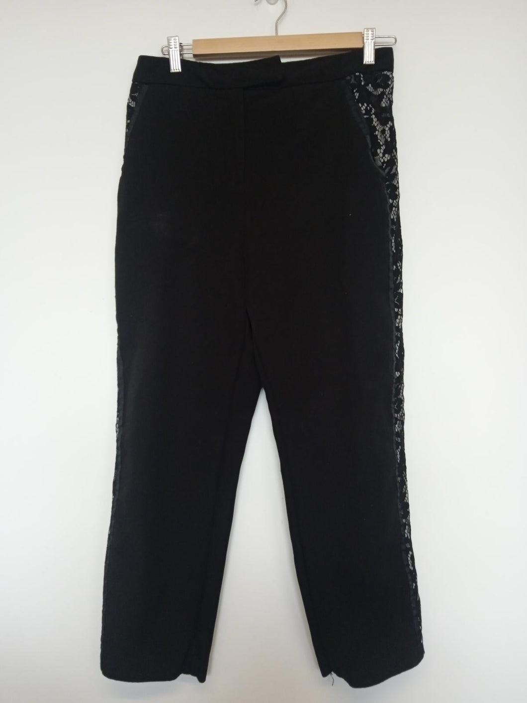 COAST Ladies Black Flortal Side Detail Zip Fly Trousers W28L25