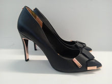 Load image into Gallery viewer, TED BAKER Ladies Black Leather Bow Detail Pointed Toe Heels Size UK8
