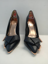 Load image into Gallery viewer, TED BAKER Ladies Black Leather Bow Detail Pointed Toe Heels Size UK8

