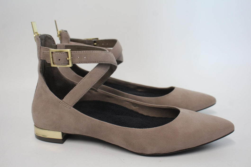 ROCKPORT Ladies Taupe Brown Suede Adelyn Ankle Strap Sandals UK4.5M NEW