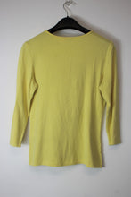 Load image into Gallery viewer, KETTLEWELL Ladies Yellow Cotton Long Sleeve V-Neck Top Size S
