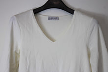 Load image into Gallery viewer, KETTLEWELL Ladies White Cotton Long Sleeve V-Neck Top Size S
