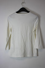 Load image into Gallery viewer, KETTLEWELL Ladies White Cotton Long Sleeve V-Neck Top Size S
