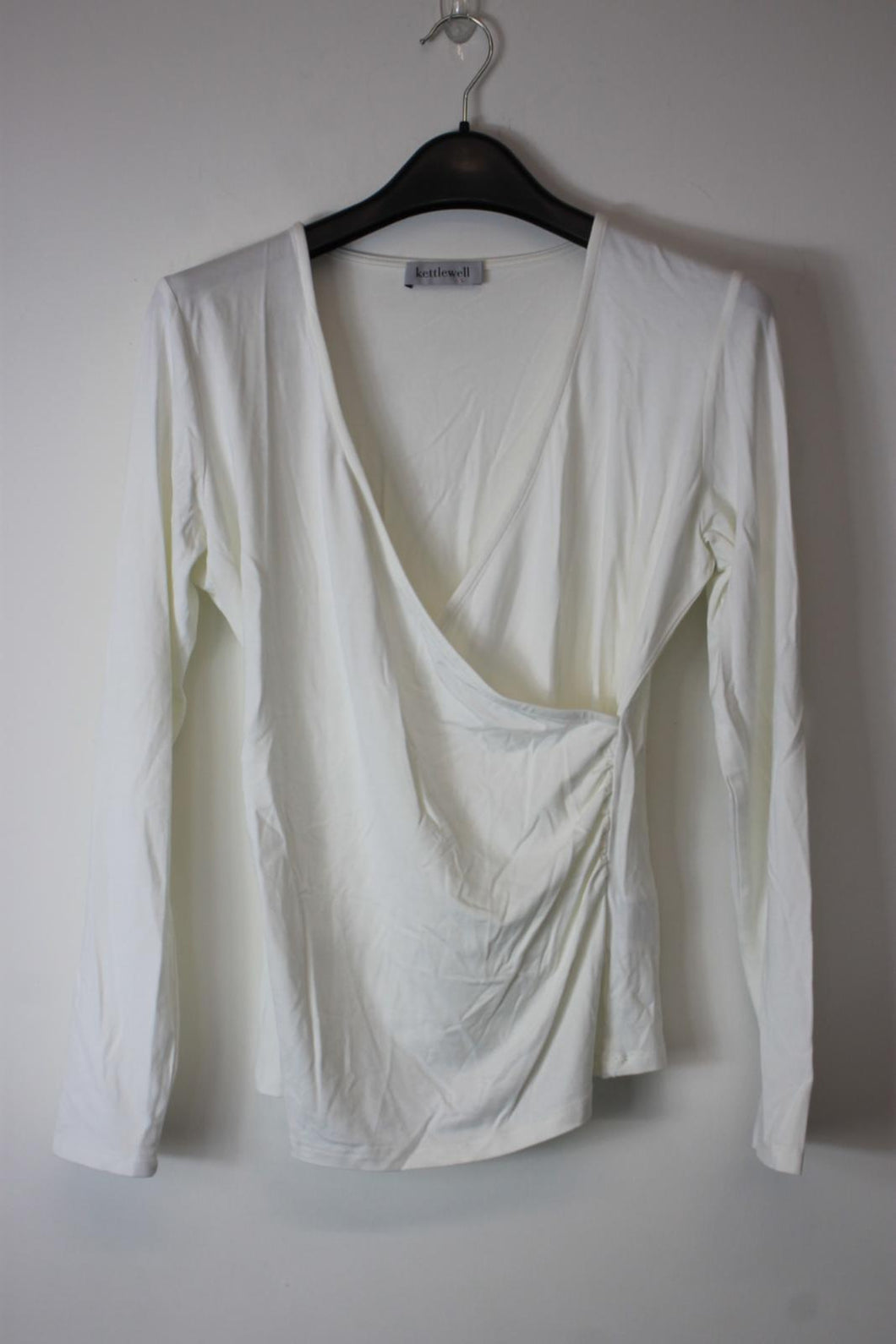 KETTLEWELL Ladies White Long Sleeve Wrap Top Size S