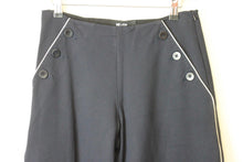 Load image into Gallery viewer, ME Ladies Dark Blue Side Stripe Wide Cropped Leg Trousers EU38 UK10
