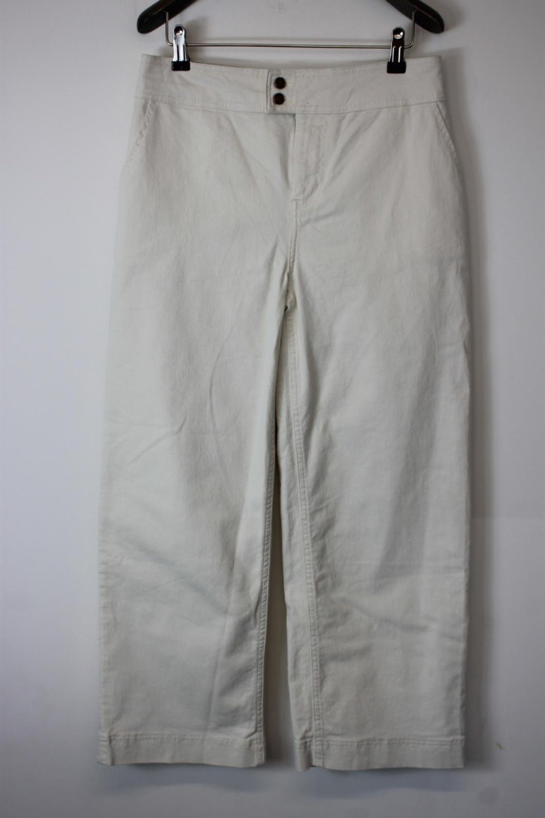 BODEN Ladies Beige Cotton Denim Crop Wide Leg Trousers EU38 UK10 BNWT