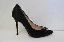 Load image into Gallery viewer, LUCY CHOI Ladies Black Satin Crystal-Embellished High Heel Court Shoes EU38 UK5
