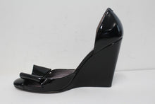 Load image into Gallery viewer, ANYA HINDMARCH Ladies Black Patent Leather Wedge Heel Bow Shoes EU39 UK6
