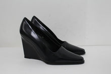 Load image into Gallery viewer, CALVIN KLEIN Ladies Black Smooth Leather High Wedge Heel Shoes EU38 UK5
