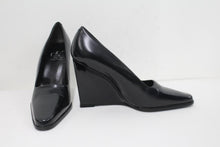 Load image into Gallery viewer, CALVIN KLEIN Ladies Black Smooth Leather High Wedge Heel Shoes EU38 UK5

