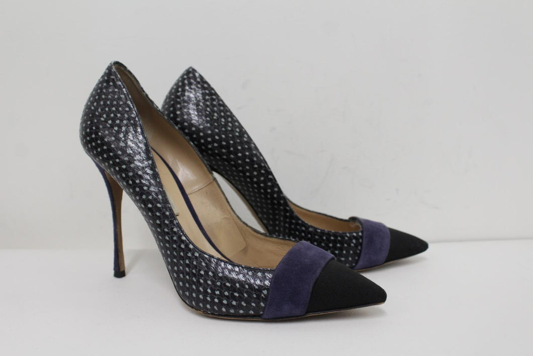 NICHOLAS KIRKWOOD Ladies Blue Spotted Leather Pointed Toe Shoes EU37.5 UK4.5