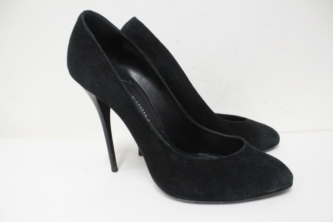 GUISEPPE ZANOTTI Ladies Black Suede Leather Stiletto Heel Court Shoes EU40 UK7