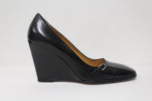 Load image into Gallery viewer, BALLY Ladies Black Leather Wedge Heel Square Toe Slip-On Shoes EU38.5 UK5.5
