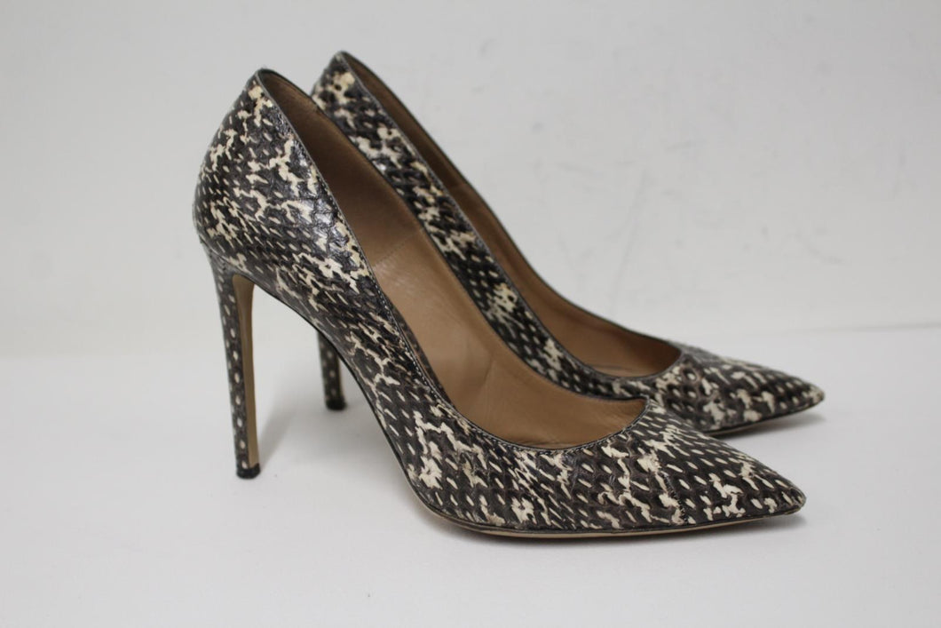 BALLY Ladies Brown Reptile Print Pointed Toe Stiletto Heel Shoes EU38 UK5