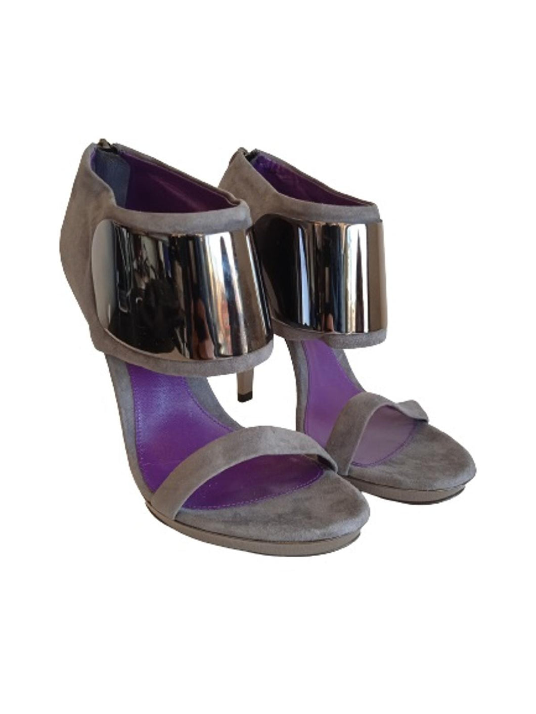 SERGIO ROSSI Ladies Grey & Purple Suede Reflective Detail Court Shoes EU35 UK2