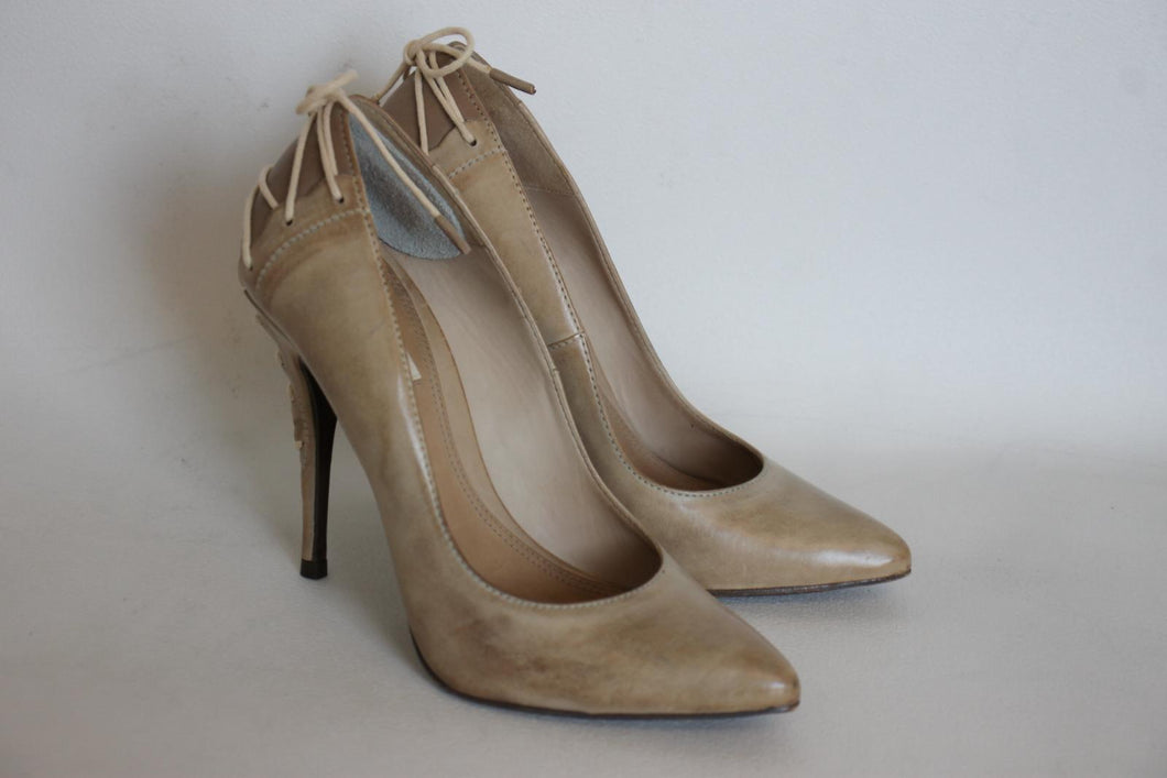 ALL SAINTS SPITALFIELDS Ladies Tan Brown Leather High Heel Pumps Shoes UK3 EU36