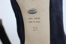 Load image into Gallery viewer, SERGIO ROSSI Navy Blue Suede Bootie Stiletto Heel Boots UK6 EU39

