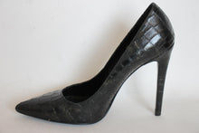 Load image into Gallery viewer, L.K. BENNETT BLACK RIBBON Ladies Black Leather Extra High Pumps Shoes UK7 EU40

