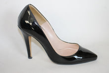 Load image into Gallery viewer, PRETTY SMALL SHOES Ladies Black Patent Cone Heel Pumps Shoes UK2 EU35
