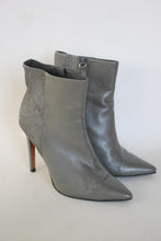 Load image into Gallery viewer, L.K. BENNETT Ladies Grey Leather/Hide Stiletto Heel Pointed Ankle Boots UK5 EU38
