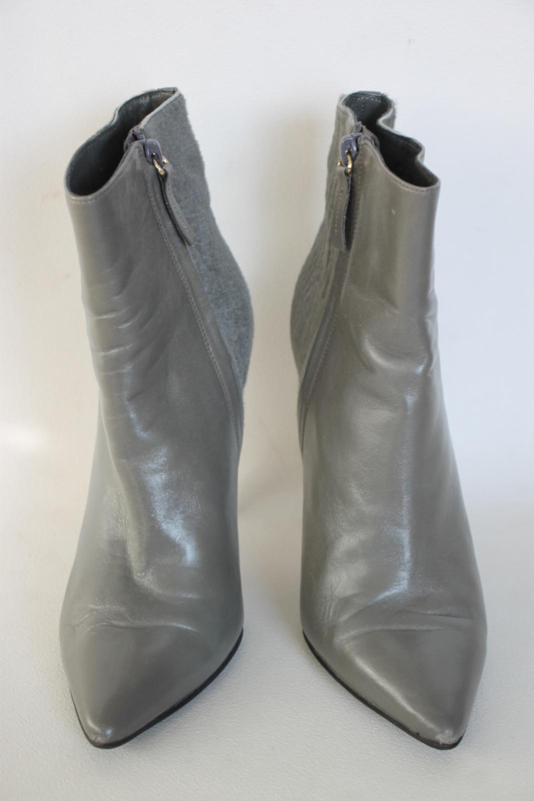 leather ladies grey ankle boots size