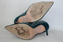 Load image into Gallery viewer, JEAN-MICHEL CAZABAT Ladies Teal Suede Studded Stiletto Pumps Shoes UK6 EU39
