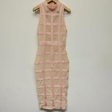 Load image into Gallery viewer, HOUSE OF CB Midi Length Sleeveless High Neck Stretch Pink Net Ladies Dress UKS

