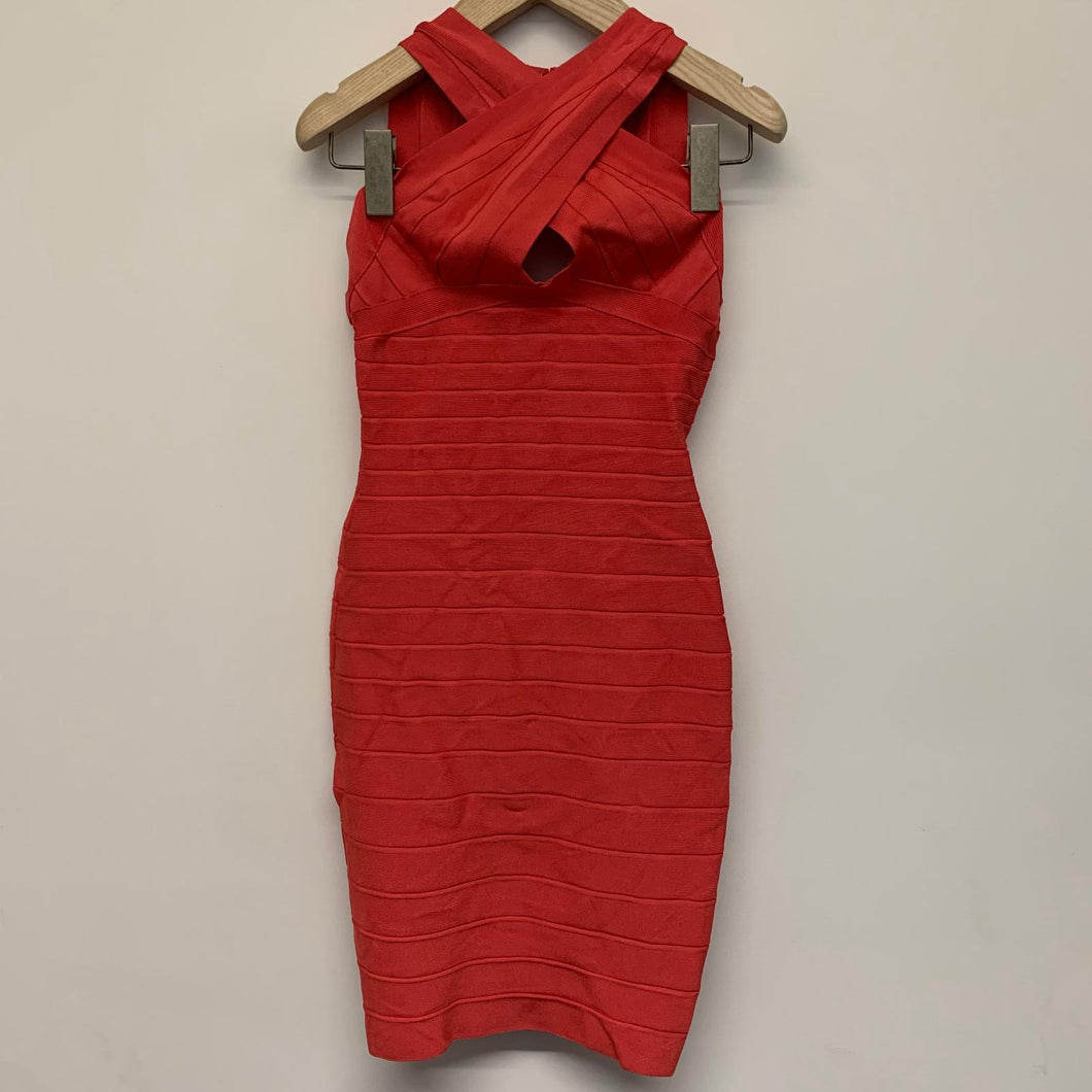 CELEB BOUTIQUE Short Length Sleeveless Halter Red Stretch Ladies Dress UKXS