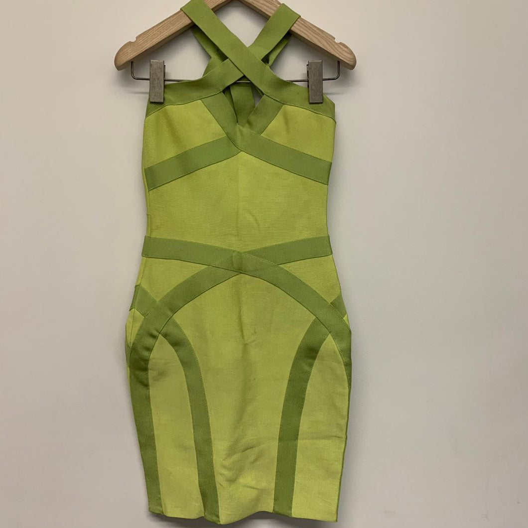 CELEB BOUTIQUE Short Length Sleeveless Halter Green Stretch Ladies Dress UKXS