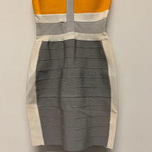 Load image into Gallery viewer, CELEB BOUTIQUE Short Sleeveless Halter Grey Yellow Stretch Ladies Dress XS
