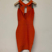 Load image into Gallery viewer, CELEB BOUTIQUE Short Length Sleeveless Halter Orange Stretch Ladies Dress UKXS
