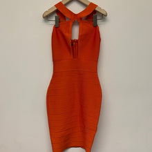 Load image into Gallery viewer, CELEB BOUTIQUE Short Length Sleeveless Halter Orange Stretch Ladies Dress UKXS
