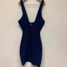 Load image into Gallery viewer, CELEB BOUTIQUE Short Sleeveless Deep Scoop Navy Blue Ladies Pencil Dress UKXS

