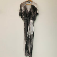 Load image into Gallery viewer, RELIGION Grey Ladies Short Sleeve V-Neck One-Piece Tie-dye Jumpsuit UK12
