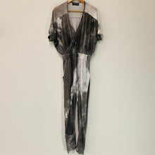 Load image into Gallery viewer, RELIGION Grey Ladies Short Sleeve V-Neck One-Piece Tie-dye Jumpsuit UK12
