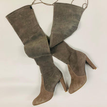 Load image into Gallery viewer, STUART WEITZMAN Grey Suede Ladies Over Knee High Heel Boot Size UK9
