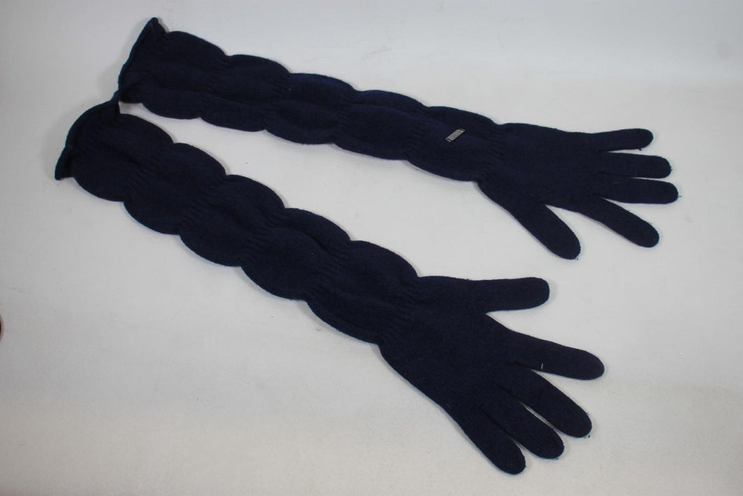 CALVIN KLEIN Ladies Navy Blue Long Knitted Gloves Size M